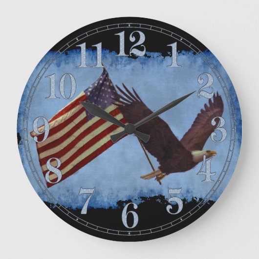 American Bald Eagle & US Flag Horloge d'art patrio (Recto)