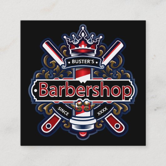 American Barber Pole Personalize Vierkante Visitekaartje (Voorkant)