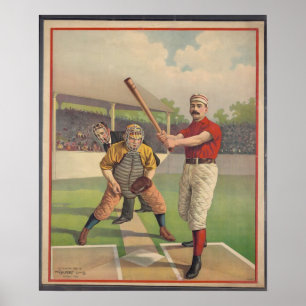 American Baseball, Vintage 1895 Impression encadré