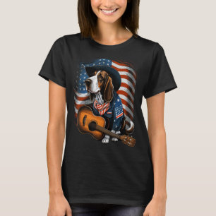 American Basset Hound Gitaar USA County Muziek T-shirt