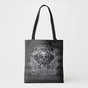 American Biker ADD NAME Skull V-Twin Motorcycli Draagtas