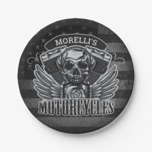 American Biker ADD NAME Skull V-Twin Motorcycli Papieren Bordje