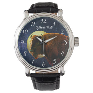 American Bison, Full Moon en Sterrennacht Horloge