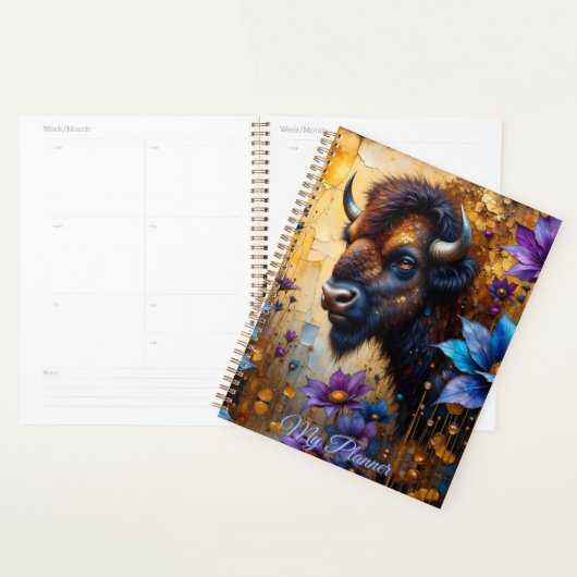 American Bison in textured Flower *Personalize* (Devant avec enveloppe)