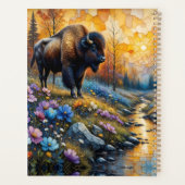 American Bison in textured Flower *Personalize* (Dos)