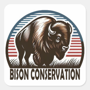 American Bizon Conservation Wereld Natuur Dag Vierkante Sticker
