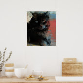 American Black Cat, Folk Art Poster (Keuken)