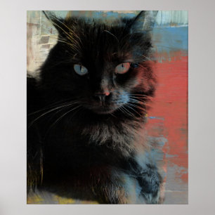 American Black Cat, Folk Art Poster
