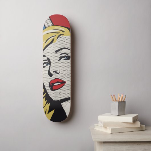 American Blonde Retro Pop Art Skateboard (Muurkunst)