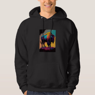 American Buffalo Animal Pop Bison Grilling  1 Hoodie