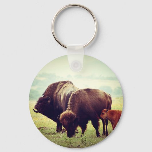 American Buffalo (Bison) Family Sleutelhanger (Voorkant)