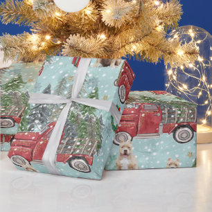 American buldog Red Kerstmis Truck Festive Cadeaupapier