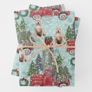American buldog Red Kerstmis Truck Festive Inpakpapier Vel