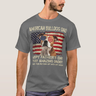 American Bulldog Dog Dad Happy Vaderdag Gift T-shirt