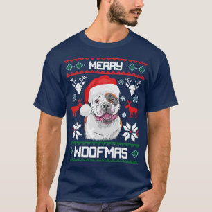 American Bulldog Merry Woofmas kerstmis T-Shirt
