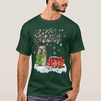 American Bulldog Under Snow Tree  Nice Dog Christm T-shirt