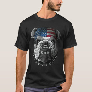 American Bulldogs Liefde Amerikaanse vlag hond T-shirt
