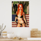 American Camo Bikini Babe Poster (Keuken)