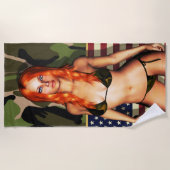 American Camo Bikini Babe Strandlaken (Voorkant)