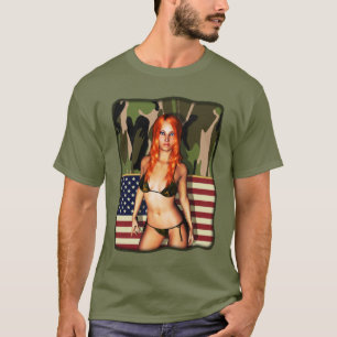 American Camo Bikini Babe T-shirt