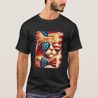 American Cat Sunglasses USA Flag 4th of July Cat G T-shirt