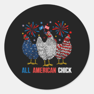 American Chick Retro 4 juli Patriottisch USA Chi Ronde Sticker