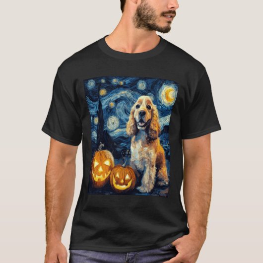American Cocker Spaniel Cute Dog Halloween Jack O T-shirt (Voorkant)