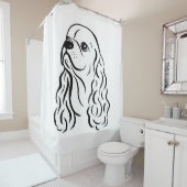 American Cocker Spaniel Painting Sketch Douchegordijn (In situ)