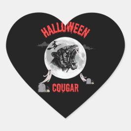american cougar on halloween night with crows hart sticker