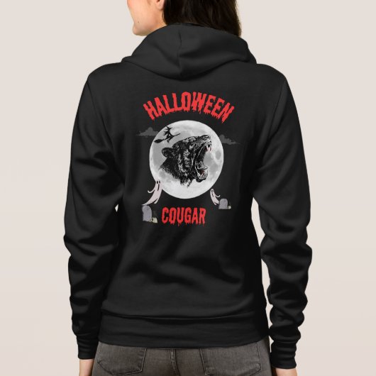american cougar on halloween night with crows hoodie (Achterkant)