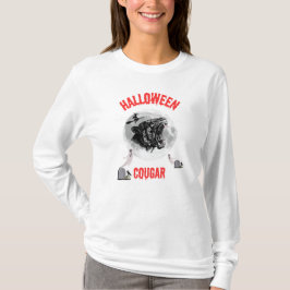 american cougar on halloween night with crows t-shirt