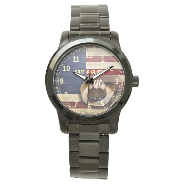 American Cowboy "Grit & Glory" Horloge (Voorkant)