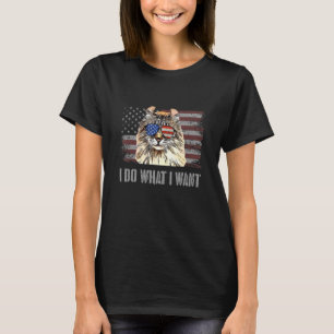 American Curl Cat I Doe wat ik wil dat Retro Usa C T-shirt