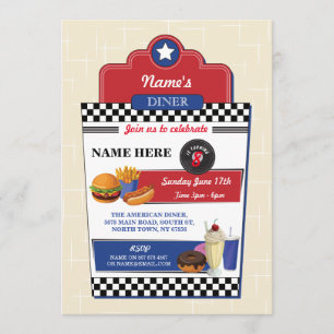 American Diner Verjaardagsfeest Burger jaren 1950 Kaart