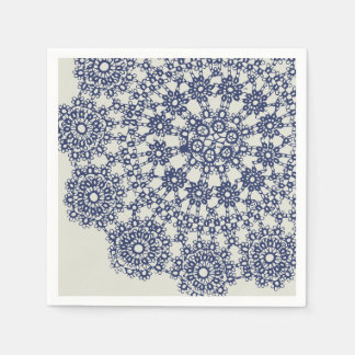 American Doily & Lace, 12, Blue on Cream Paper Pla Servet