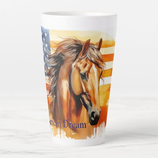 American Dream Patriottisch Paard Latte Mok (Voorkant)