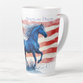 American Dream Patriottisch Paard Latte Mok (Rechterhoek)
