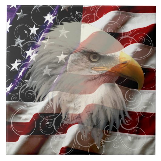 American Eagle Flag Tegel Tegeltje (Voorkant)