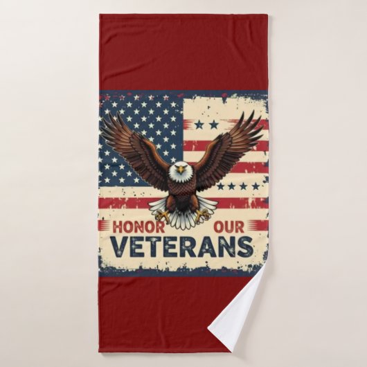 American Eagle Honor Our Veterans Bath Towel  (Serviette de bain)