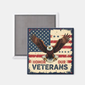 American Eagle Honor Our Veterans Square Magnet Magneet (Voorkant / Achterkant)