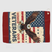  American Eagle Honor Our Vetrans Bath Towel Golfhanddoek (Horizontaal)