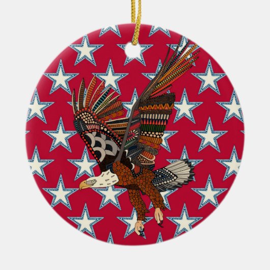 american eagle red keramisch ornament (Voorkant)