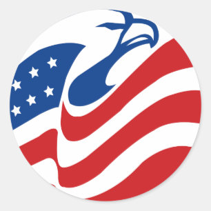 American Eagle Red White Blue Stars Stripes Ronde Sticker