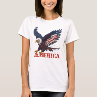 American Eagle Rood, Blauw en Wit T-shirt