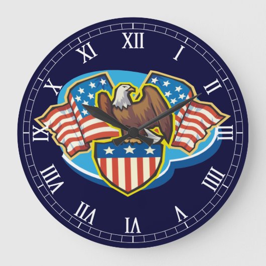 American Eagle Round Roman Numeras Clock Grote Klok (Voorkant)