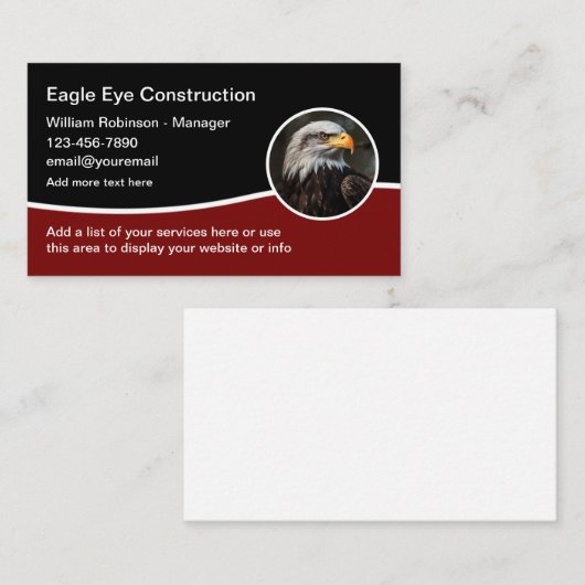 American Eagle Thème de construction Cartes de vis (Devant / Derrière)