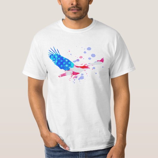 *~* American Eagle USA Flag Red Blue T-shirt (Voorkant)