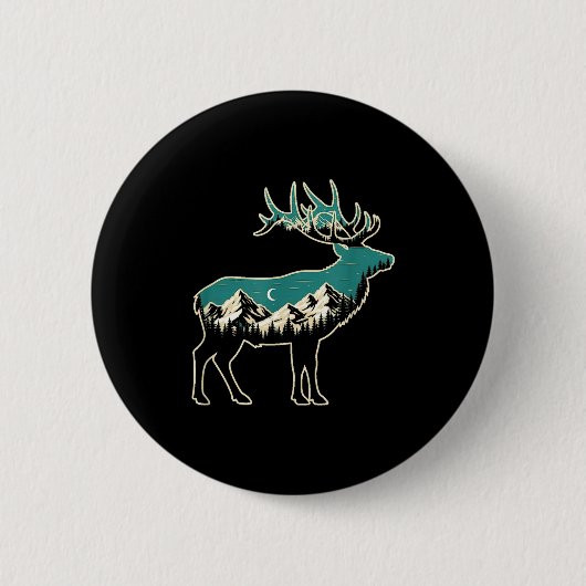 American Elk Lover Dad Retro Hunting Ronde Button 5,7 Cm (Voorkant)