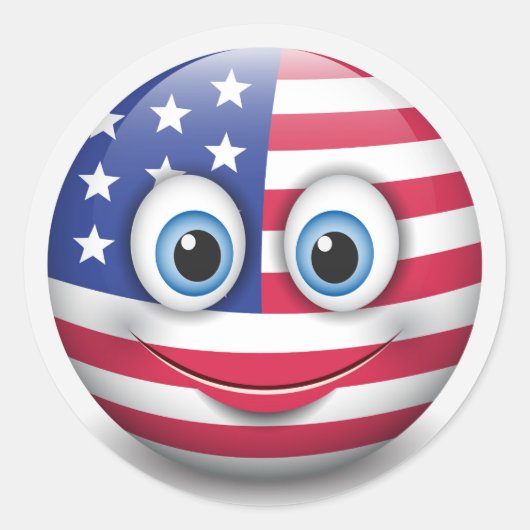 American Emoji Ronde Sticker (Voorkant)