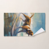 American Engligh Foxhound Beach Surfing Paining (Serviette à main)